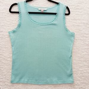 Tank Top Powder Blue Lace Coquette Casual Minimalist Coastal Grandma Y2K Size M